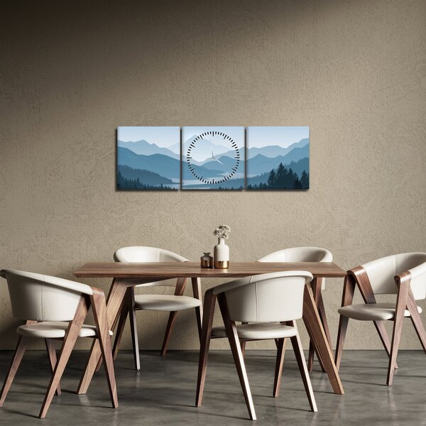 Kép - a hegyek grafikája (órával) (90x30 cm)
