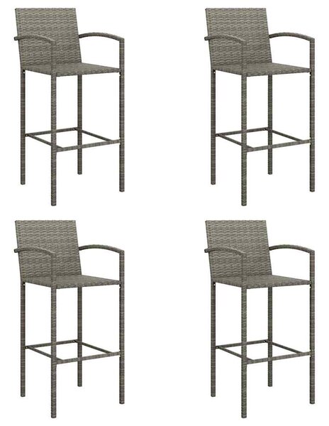 5 részes szürke polyrattan kerti bárszett