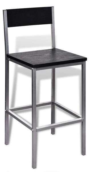Modern Bárpult Szett - Fekete MDF - 2 Szék