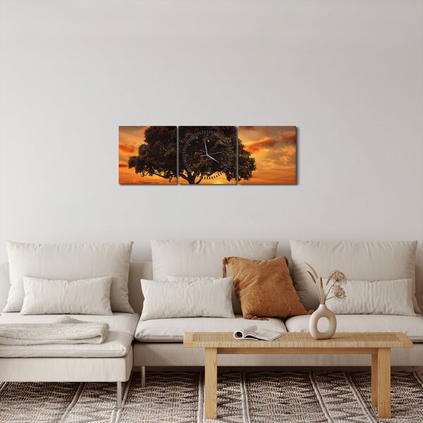 Fa képe naplementével (órával) (90x30 cm)