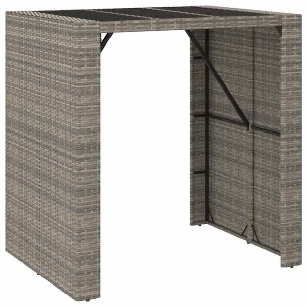 5 részes szürke polyrattan kerti bárszett