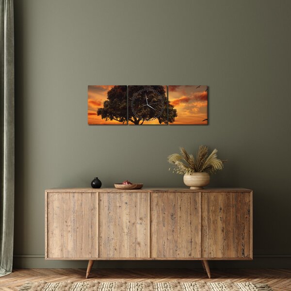 Fa képe naplementével (órával) (90x30 cm)