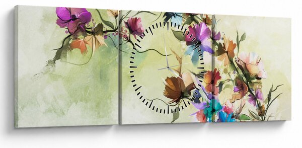 Kép - Virág festménye (órával) (90x30 cm)