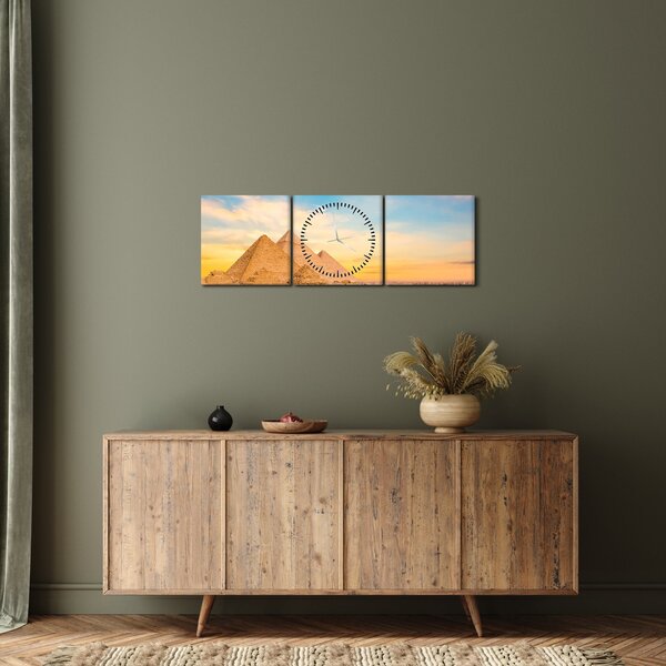 Az egyiptomi piramisok képe (órával) (90x30 cm)