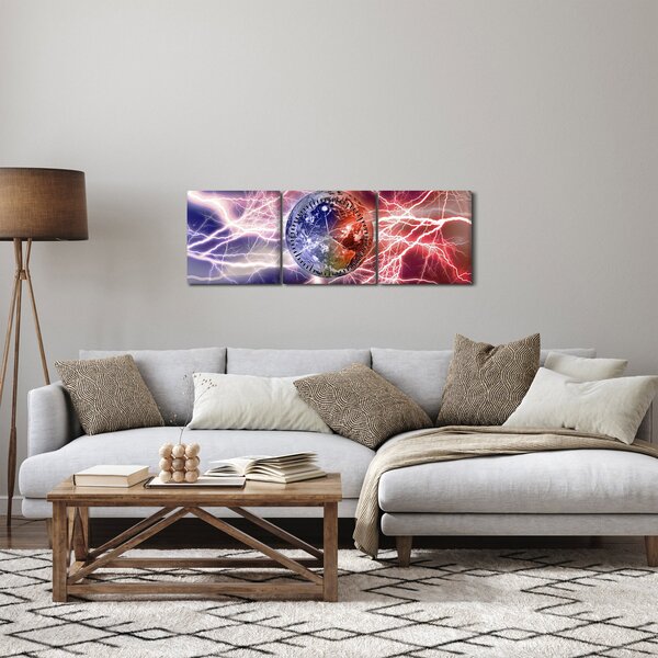 Kép - Földgolyó az áram alatt (órával) (90x30 cm)