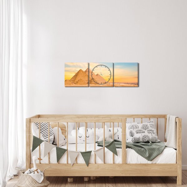 Az egyiptomi piramisok képe (órával) (90x30 cm)