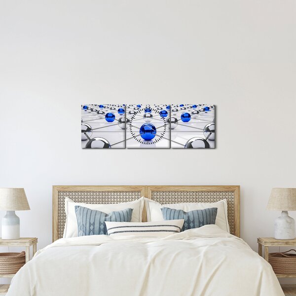 Összekapcsolt gömbök képe (órával) (90x30 cm)
