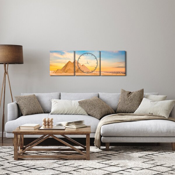 Az egyiptomi piramisok képe (órával) (90x30 cm)
