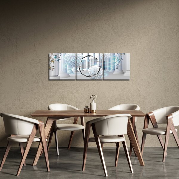 Antik stílusú absztrakt képek (órával) (90x30 cm)