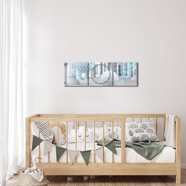 Antik stílusú absztrakt képek (órával) (90x30 cm)