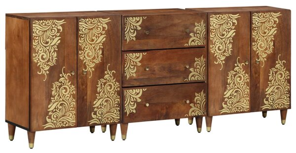 Fürdőszobai Szekrény Szett 3 db 180 x 33 x 75 cm Tömör Mangófát