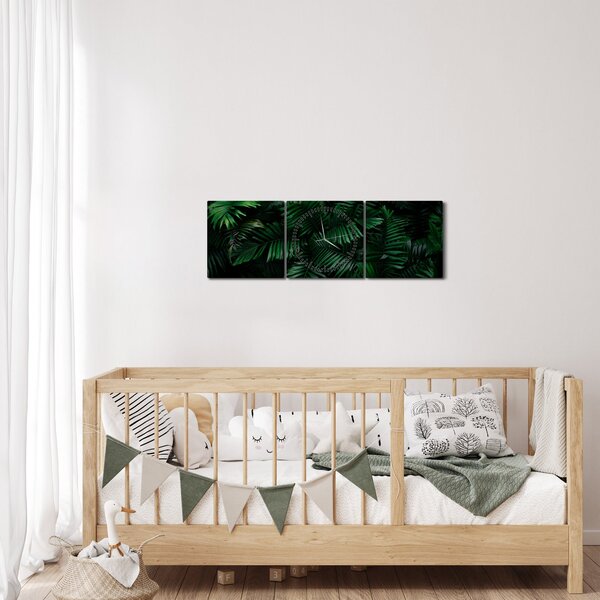 Kép - trópusi páfrány (órával) (90x30 cm)