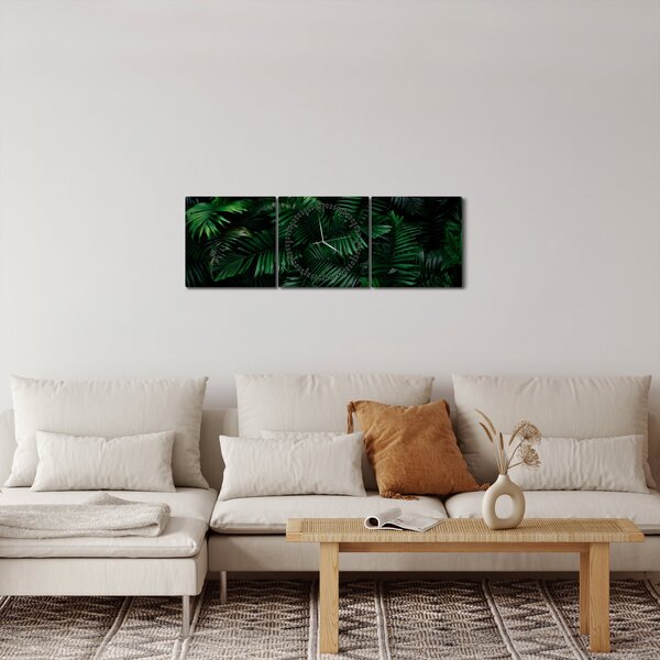 Kép - trópusi páfrány (órával) (90x30 cm)