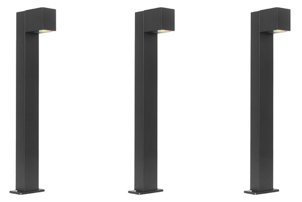 3 darabos intelligens kültéri állólámpa szett fekete 65cm IP44 Zigbee GU10-zel - Baleno