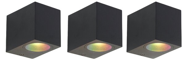 3 darabos intelligens fali lámpa szett fekete IP44 Zigbee GU10-zel - Baleno