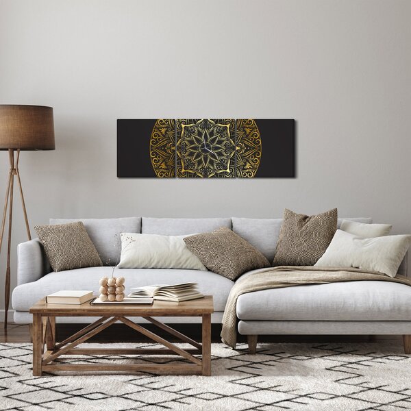 Az arany absztrakció képe (órával) (90x30 cm)