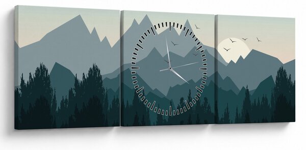 Kép - Hegyek grafikus szemmel (órával) (90x30 cm)
