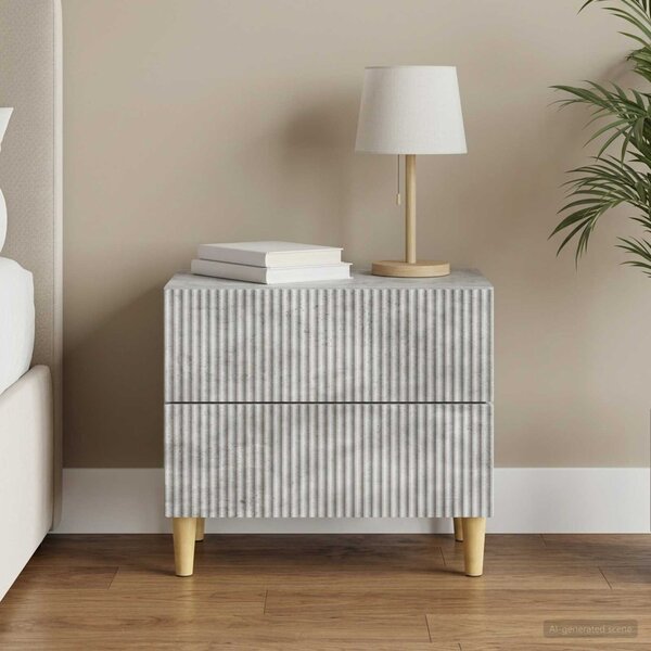 Éjjeliszekrény fiókkal Betonszürke 62 x 34,5 x 48 cm Szerelt Fa