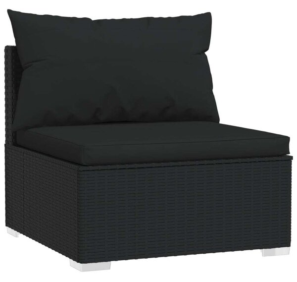 4-részes fekete polyrattan kerti ülőgarnitúra párnákkal