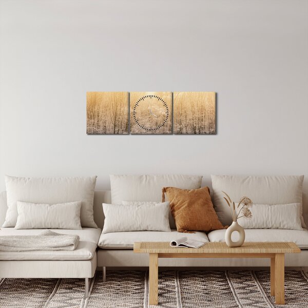 Fagyos erdő képe (órával) (90x30 cm)