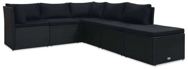 Polyrattan Kerti Bútorszett - 4 részes - Fekete