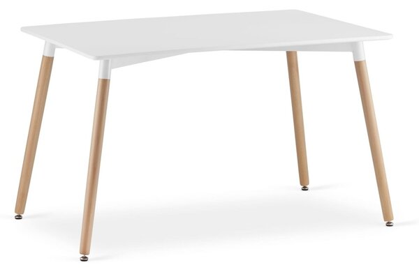 Étkezőgarnitúra 1 + 4, fehér asztal ADRIA 120x80 cm + fehér szék BALI MARK bükk lábakkal
