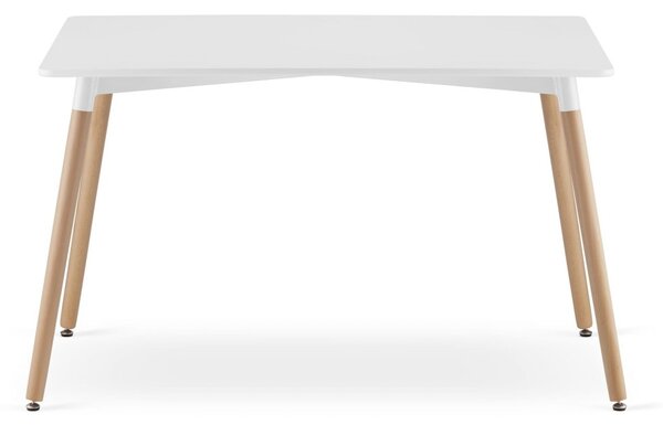 Étkezőgarnitúra 1 + 4, fehér asztal ADRIA 120x80 cm + fehér szék BALI MARK bükk lábakkal