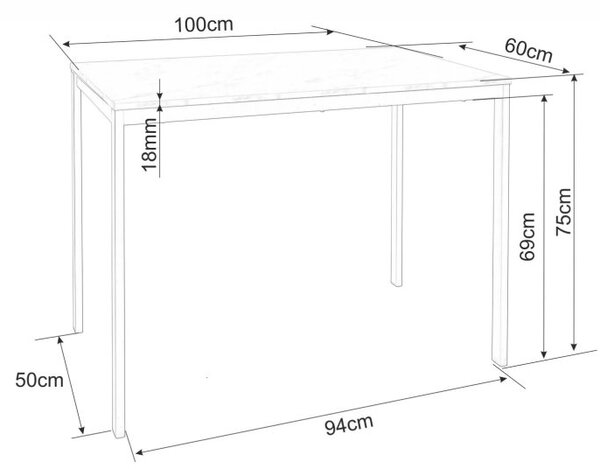 Étkező szett 1 + 4, RAMOD asztal 100x60 cm fehér/tölgy dekor + KITO fehér szék