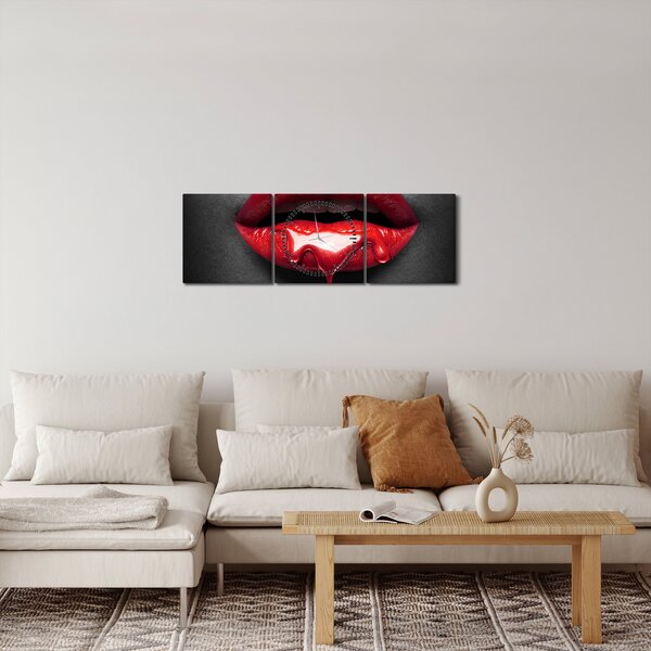 A női ajkak képe (órával) (90x30 cm)