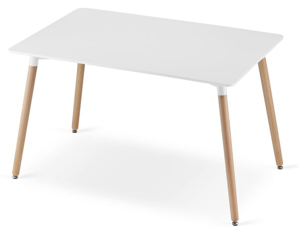 Étkezőgarnitúra 1 + 4, fehér asztal ADRIA 120x80 cm + fehér szék BALI MARK bükk lábakkal