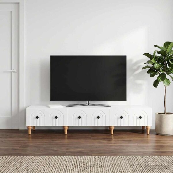 TV szekrény fiókkal Fehér 147 x 34,5 x 30 cm Szerelt Fa