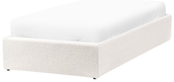 Ágyneműtartós ágy fejtámla nélkül Buklé DINAN 90 x 200 cm Törtfehér