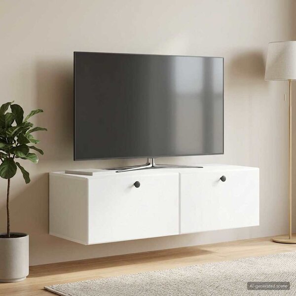 Fali TV szekrény 98 x 41 x 30 cm Fehér Szerelt Fa