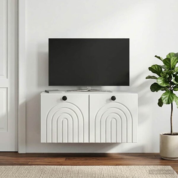 Fali TV szekrény Fehér 59,5 x 31 x 30 cm Szerelt Fa