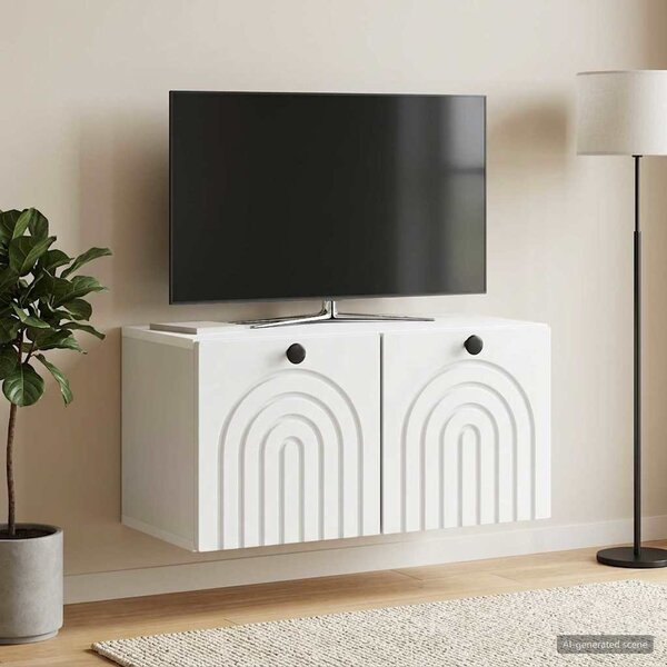 Fali TV szekrény Fehér 59,5 x 31 x 30 cm Szerelt Fa