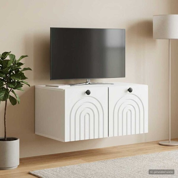 Fali TV szekrény Fehér 59,5 x 41 x 30 cm Szerelt Fa