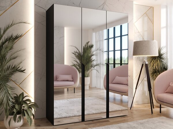 Gardróbszekrény Hartford 590, Laminált forgácslap, 202x150x52cm, Fekete