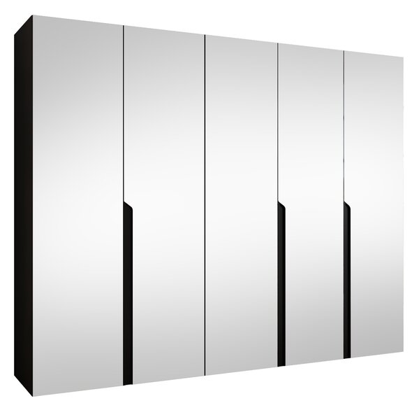 Gardróbszekrény Hartford 592, Laminált forgácslap, 202x250x52cm, Fekete