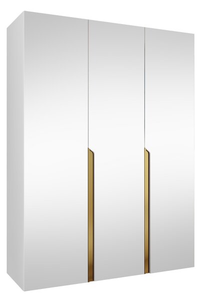Gardróbszekrény Hartford 590, Laminált forgácslap, 202x150x52cm, Aranysárga, Fehér