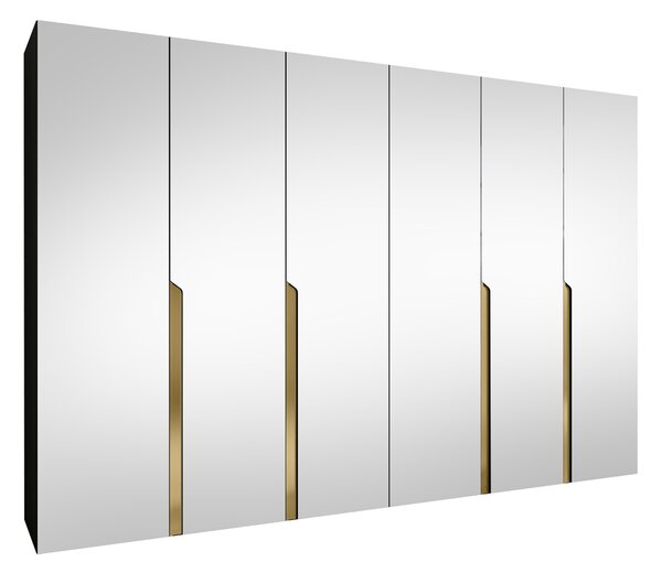 Gardróbszekrény Hartford 593, Laminált forgácslap, 202x300x52cm, Aranysárga, Fekete