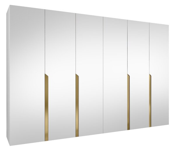 Gardróbszekrény Hartford 593, Laminált forgácslap, 202x300x52cm, Aranysárga, Fehér