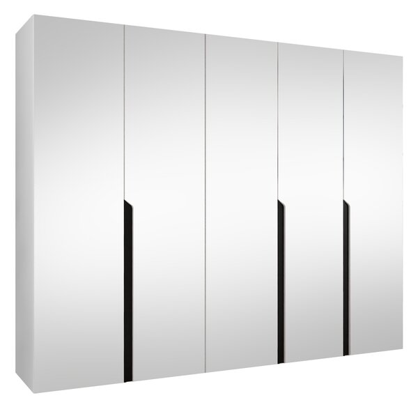 Gardróbszekrény Hartford 592, Laminált forgácslap, 202x250x52cm, Fekete, Fehér