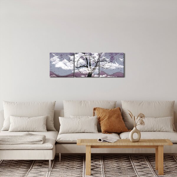 Kép - Fa a felhőkben (órával) (90x30 cm)