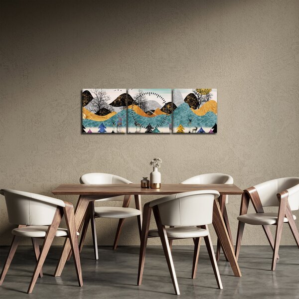 Grafikus kép szarvas (órával) (90x30 cm)