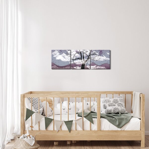 Kép - Fa a felhőkben (órával) (90x30 cm)