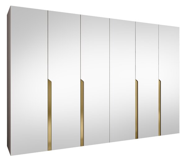 Gardróbszekrény Hartford 593, Laminált forgácslap, 202x300x52cm, Kasmír, Aranysárga