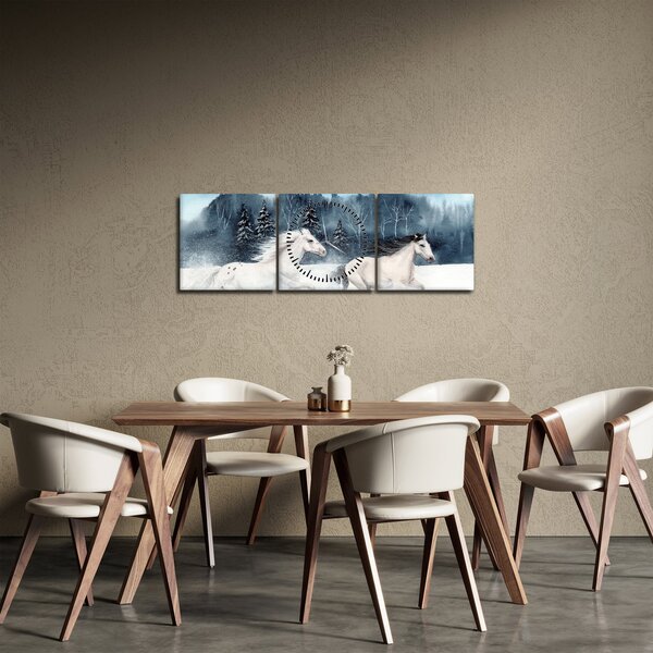 Festett lovak képe (órával) (90x30 cm)