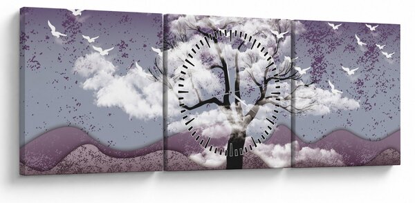 Kép - Fa a felhőkben (órával) (90x30 cm)