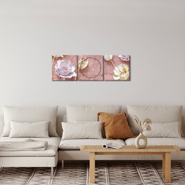 Virágok képe (órával) (90x30 cm)