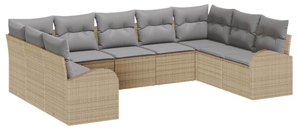 Kanapé Szett 9 db Bézs [Műanyag]: Poly Rattan